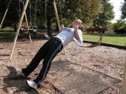 inverted rows using a swing set
