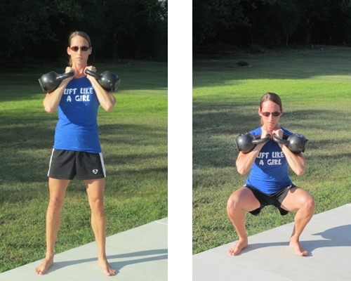 double kettlebell squat