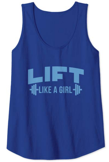 lift like a girl blue barbell tank top on amazon