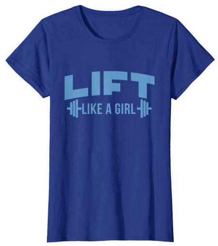 blue barbell lift like a girl relaxed t-shirt